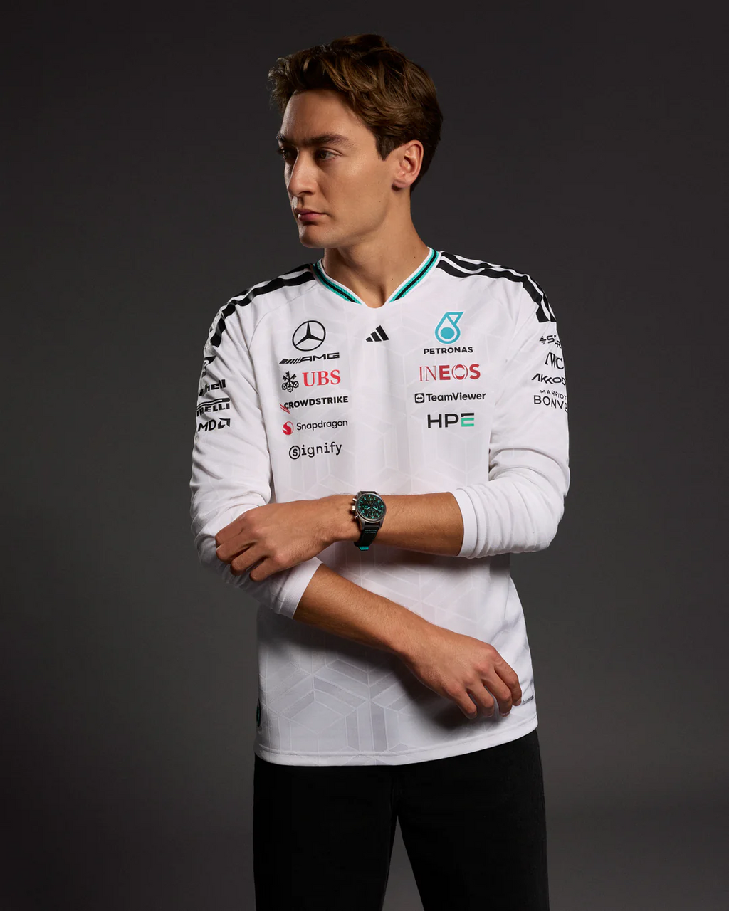 Playera Manga Larga Authentic Mercedes AMG Petronas Oficial 2026