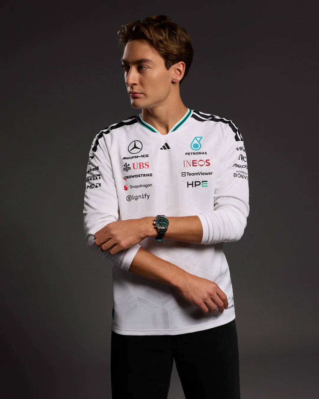 Playera Manga Larga Authentic Mercedes AMG Petronas Oficial 2026
